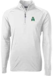 Cutter and Buck Marshall Thundering Herd Mens White Adapt Eco Knit Long Sleeve 1/4 Zip Pullover