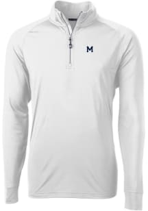 Mens Michigan Wolverines White Cutter and Buck Vault Adapt Eco Knit 1/4 Zip Pullover
