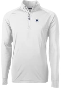 Cutter and Buck Michigan Wolverines Mens White Adapt Eco Knit Long Sleeve 1/4 Zip Pullover