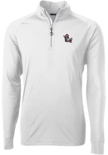 Cutter and Buck NC State Wolfpack Mens White Adapt Eco Knit Long Sleeve 1/4 Zip Pullover