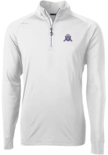 Mens Northwestern Wildcats White Cutter and Buck Vault Adapt Eco Knit 1/4 Zip Pullover