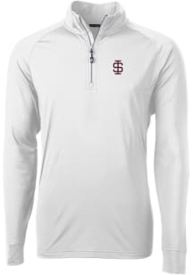 Cutter and Buck Southern Illinois Salukis Mens White Adapt Eco Knit Long Sleeve 1/4 Zip Pullover