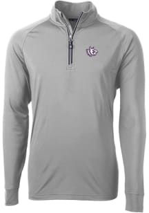 Cutter and Buck TCU Horned Frogs Mens Grey Adapt Eco Knit Long Sleeve 1/4 Zip Pullover