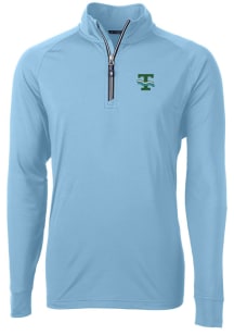 Cutter and Buck Tulane Green Wave Mens Blue Adapt Eco Knit Long Sleeve 1/4 Zip Pullover