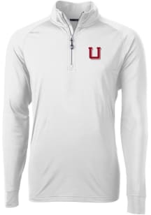 Cutter and Buck Utah Utes Mens White Adapt Eco Knit Long Sleeve 1/4 Zip Pullover