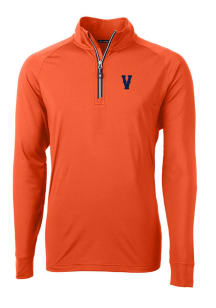 Cutter and Buck Virginia Cavaliers Mens Orange Vault Adapt Eco Knit Long Sleeve 1/4 Zip Pullover