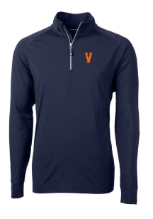 Cutter and Buck Virginia Cavaliers Mens Navy Blue Adapt Eco Knit Long Sleeve 1/4 Zip Pullover