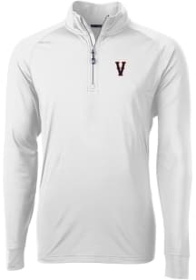 Cutter and Buck Virginia Cavaliers Mens White Vault Adapt Eco Knit Long Sleeve 1/4 Zip Pullover