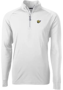 Cutter and Buck West Virginia Mountaineers Mens White Vault Adapt Eco Knit Long Sleeve 1/4 Zip P..