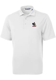 Cutter and Buck Delaware Fightin' Blue Hens Mens White Virtue Eco Pique Short Sleeve Polo