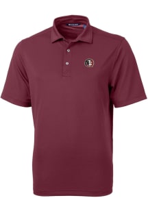 Cutter and Buck Florida State Seminoles Mens Red Virtue Eco Pique Short Sleeve Polo