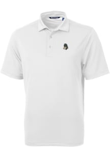 Mens Michigan State Spartans White Cutter and Buck Virtue Eco Pique Short Sleeve Polo Shirt