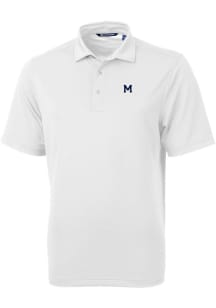 Mens Michigan Wolverines White Cutter and Buck Vault Virtue Eco Pique Short Sleeve Polo Shirt