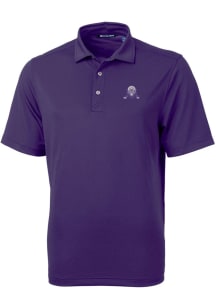 Mens Northwestern Wildcats Purple Cutter and Buck Vault Virtue Eco Pique Short Sleeve Polo Shirt
