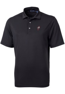 Mens Ohio State Buckeyes Black Cutter and Buck Vault Virtue Eco Pique Short Sleeve Polo Shirt