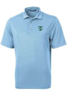 Cutter and Buck Tulane Green Wave Mens Blue Virtue Eco Pique Short Sleeve Polo