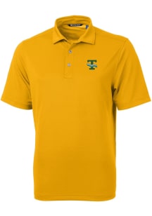 Cutter and Buck Tulane Green Wave Mens Gold Virtue Eco Pique Short Sleeve Polo