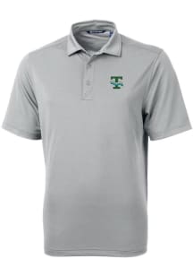 Cutter and Buck Tulane Green Wave Mens Grey Virtue Eco Pique Short Sleeve Polo