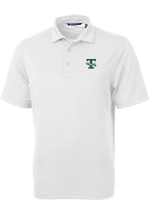 Cutter and Buck Tulane Green Wave Mens White Virtue Eco Pique Short Sleeve Polo