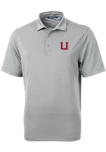 Cutter and Buck Utah Utes Mens Grey Vault Virtue Eco Pique Short Sleeve Polo
