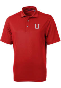 Cutter and Buck Utah Utes Mens Red Virtue Eco Pique Short Sleeve Polo