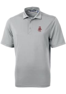 Cutter and Buck Washington State Cougars Mens Grey Vault Virtue Eco Pique Short Sleeve Polo