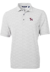Cutter and Buck Clemson Tigers Mens Grey Virtue Eco Pique Botanical Short Sleeve Polo