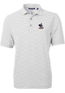 Cutter and Buck Delaware Fightin' Blue Hens Mens Grey Virtue Eco Pique Botanical Short Sleeve Po..