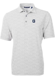 Cutter and Buck Georgetown Hoyas Mens Grey Virtue Eco Pique Botanical Short Sleeve Polo