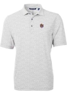 Cutter and Buck LSU Tigers Mens Grey Vault Virtue Eco Pique Botanical Short Sleeve Polo