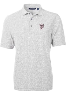 Cutter and Buck Mississippi State Bulldogs Mens Grey Virtue Eco Pique Botanical Short Sleeve Pol..