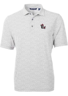 Cutter and Buck NC State Wolfpack Mens Grey Virtue Eco Pique Botanical Short Sleeve Polo