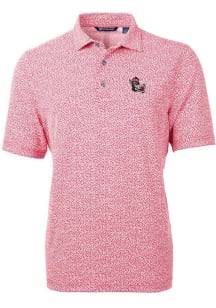 Cutter and Buck NC State Wolfpack Mens Red Virtue Eco Pique Botanical Short Sleeve Polo