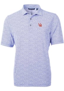 Cutter and Buck Ole Miss Rebels Mens Blue Virtue Eco Pique Botanical Short Sleeve Polo