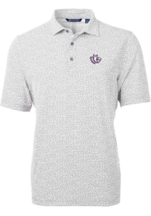 Cutter and Buck TCU Horned Frogs Mens Grey Vault Virtue Eco Pique Botanical Short Sleeve Polo