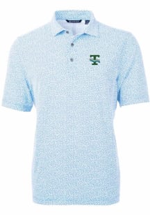 Cutter and Buck Tulane Green Wave Mens Blue Virtue Eco Pique Botanical Short Sleeve Polo