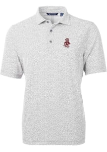 Cutter and Buck Washington State Cougars Mens Grey Virtue Eco Pique Botanical Short Sleeve Polo