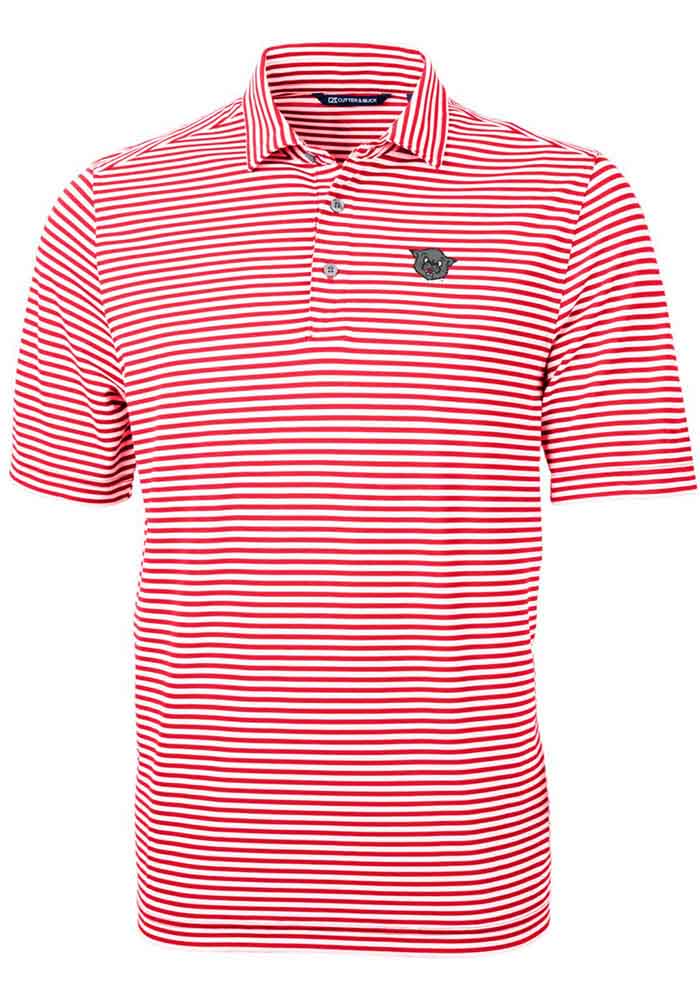 Cutter and Buck Cincinnati Bearcats Mens Vault Virtue Eco Pique Stripe Short Sleeve Polo