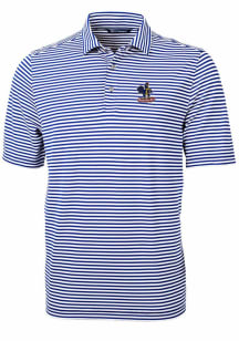 Cutter and Buck Delaware Fightin' Blue Hens Mens Blue Virtue Eco Pique Stripe Short Sleeve Polo