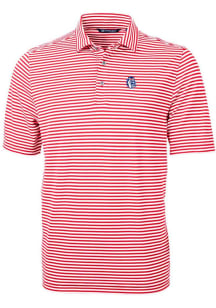 Cutter and Buck Fresno State Bulldogs Mens Red Vault Virtue Eco Pique Stripe Short Sleeve Polo