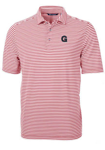 Cutter and Buck Gonzaga Bulldogs Mens Red Virtue Eco Pique Stripe Short Sleeve Polo