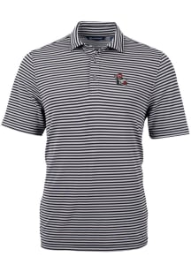 Cutter and Buck NC State Wolfpack Mens Black Vault Virtue Eco Pique Stripe Short Sleeve Polo