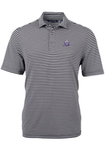 Cutter and Buck Northwestern Wildcats Mens Black Virtue Eco Pique Stripe Short Sleeve Polo