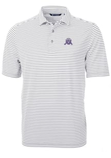 Cutter and Buck Northwestern Wildcats Mens Grey Vault Virtue Eco Pique Stripe Short Sleeve Polo
