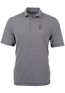 Cutter and Buck Ohio State Buckeyes Mens Black Vault Virtue Eco Pique Stripe Short Sleeve Polo