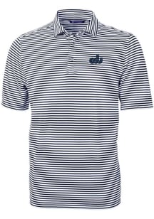 Cutter and Buck Old Dominion Monarchs Mens Navy Blue Virtue Eco Pique Stripe Short Sleeve Polo
