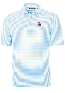 Cutter and Buck Ole Miss Rebels Mens Blue Vault Virtue Eco Pique Stripe Short Sleeve Polo