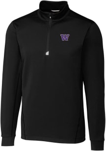 Cutter and Buck Washington Huskies Mens Black Traverse Stretch Big and Tall 1/4 Zip Pullover