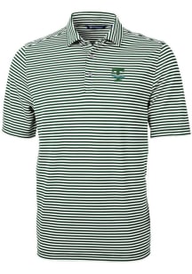 Cutter and Buck Tulane Green Wave Mens Green Vault Virtue Eco Pique Stripe Short Sleeve Polo