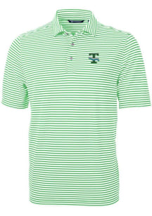 Cutter and Buck Tulane Green Wave Mens Green Virtue Eco Pique Stripe Short Sleeve Polo